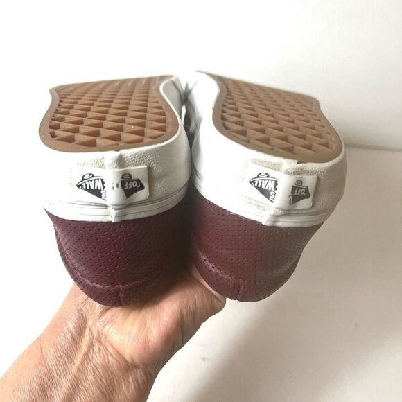 Vans Classic Slip On Skateboard Shoes Leather Burgundy Womens 6 Sneaker Mens 4.5 - Picture 8 of 12